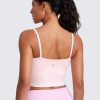 Butterluxe Cami Longline Sports Bras for Women - Square Neck Adjustable Padded Workout Crop Tank Top Camisole