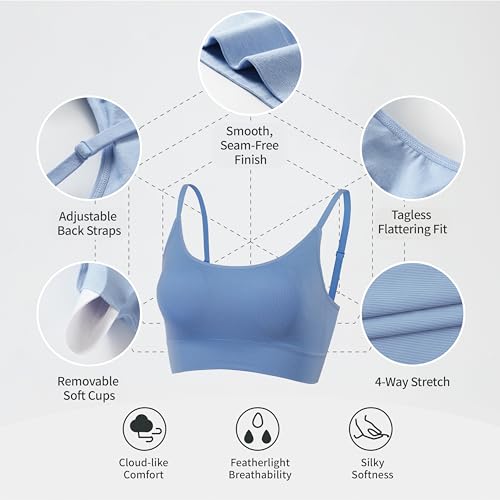 Womens Sports Bras for Women Light Support Padded Workout Bras for Women Supportive Seamless Women's Wireless Yoga Bra