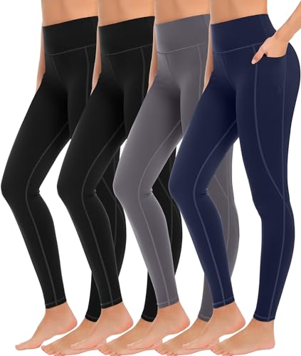 414PgVVzCBL.jpg 4 Pack Yoga Leggings with Pockets for Women - High Waist Tummy Control Pants for Workout
