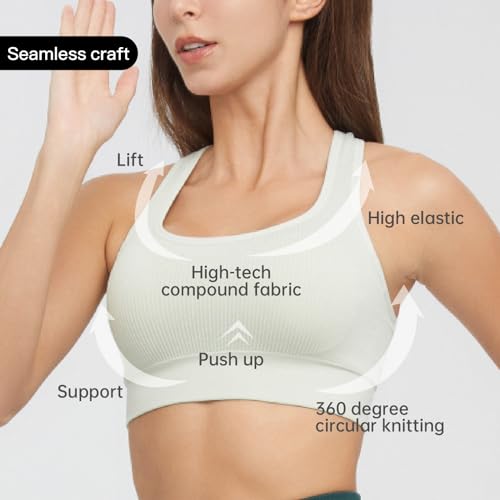 Racerback Sports Bras for Women Medium Support Padded Bra Seamless Women's Sports Wireless Bra