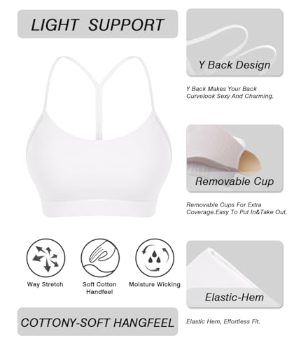 Y BackSports Bra for Women Low Impact Racerback Workout Bras Sexy Thin Straps Yoga Sport Bras with Removable Pads
