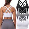 Sports Bra for Women Medium Support Criss Cross Strappy Bras Seamless Padded High Impact Yoga Athletic Exercise Bras