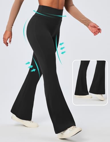 Flare Leggings for Women Tummy Control Flared Leggings No Front Seam Yoga Pants Women High Waisted Workout Bell Bottoms