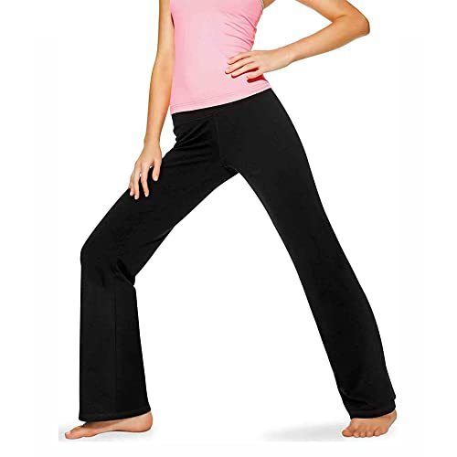 Lounge Yoga Pants Black Flared Cotton Leggings, 32.5” Inseam, Wide Waistband, No Show Coverage, Relaxed Flare Leg