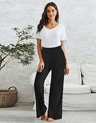 Womens Yoga Sweatpants Comfy Loose Casual Wide Leg Lounge Joggers Pants with Pockets