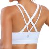 Strappy Sports Bra for Women Sexy Crisscross Back Light Support Yoga Bra with Removable Cups