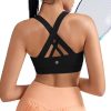 Sports Bra for Women, Criss-Cross Back Padded Strappy Sports Bras Medium Support Yoga Bra with Removable Cups