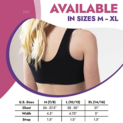 Girls and Teens Racerback Active Sports Bra, Breathable, Lightweight, Multipacks
