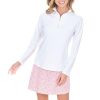 Long Sleeve Sport Top, Breathable, UPF 50+,Quarter Zip, Nylon/Spandex
