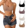 V Neck Bra Padded Seamless Adjustable Straps Bralettes Everyday Basic Sleeping Bras Multiple Pack