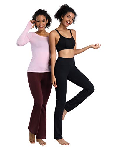 29"/31"/33"/35"/37" Women's High Waist Straight Leg Yoga Pants Tummy Control Workout Pants with Pockets