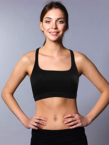2 Pack Strappy Sports Bra for Women, Workout Padded Tank Top Sexy Cross Back Racer Back Seamless Comfortable Yoga Bra
