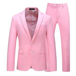 Men's Suit Slim Fit 2 Button 2 Piece Suits for Men Party Formal Dress Solid Tuxedo Blazer Jacket Pants Set