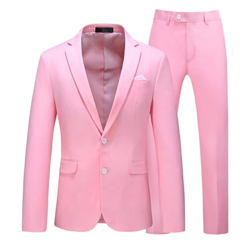Men's Suit Slim Fit 2 Button 2 Piece Suits for Men Party Formal Dress Solid Tuxedo Blazer Jacket Pants Set