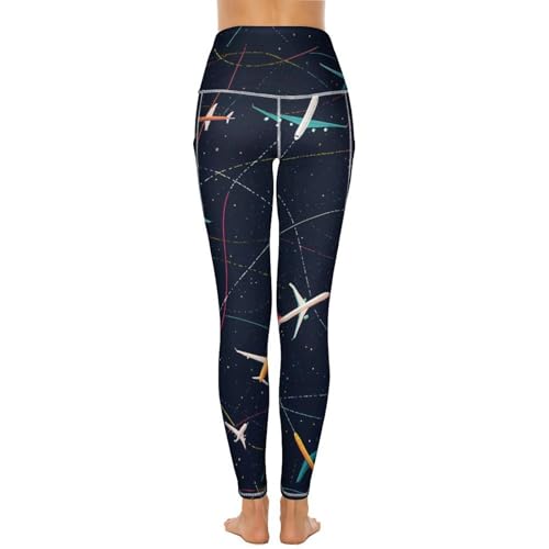 41DnmHDrJ3L.jpg Plane Airplane Jet Women's Yoga Pants Stretch Leggings with Pockets High Waist for Workout