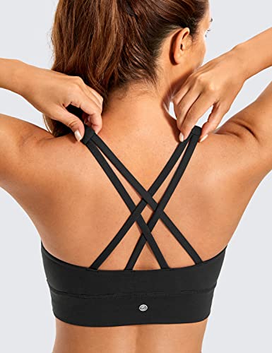 Womens Butterluxe Strappy High Neck Longline Sports Bra - Wireless Criss Cross Back Padded Workout Cropped Top