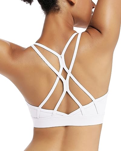 Strappy Sports Bra for Women Sexy Crisscross Back Light Support Yoga Bra with Removable Cups