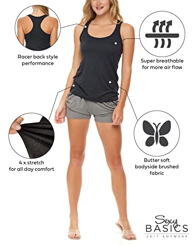 Women's Racerback Tank Tops | Ultra Soft Cotton Stretch Spandex Sport Tanks | Multi Packs & Colors