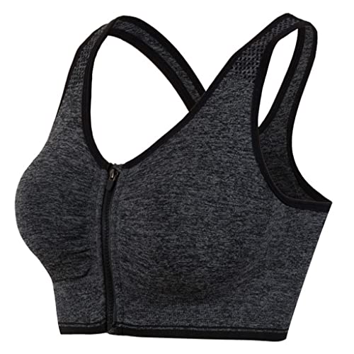 Women's Zip Front Sports Bra Wireless Post-Surgery Yoga Bras
