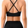 V-Neck Sports Bra for Women Adjustable Strappy Yoga Bra Spaghetti Strap Padded Workout Bra S-XL Low Impact Seamless Bralettes