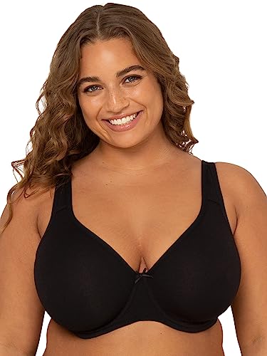 Fit For Me By  Women's Plus Size Cotton Unlined Underwire Bra-Pinch-Free Straps - Side and Back Smoothing