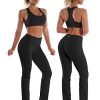 29"/31"/33"/35"/37" Women's High Waist Straight Leg Yoga Pants Tummy Control Workout Pants with Pockets