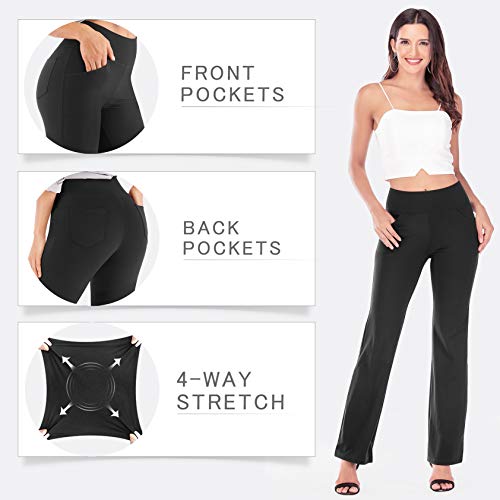 Yoga Pants Women Wide Leg High Waist Bootcut Workout Flare Leggings Tummy Control Work Dress Pants Women 4 Pockets