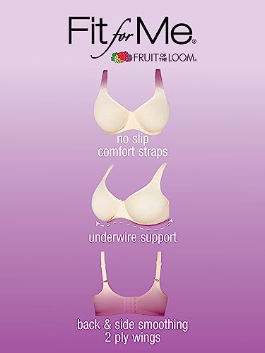 Fit For Me By  Women's Plus Size Cotton Unlined Underwire Bra-Pinch-Free Straps - Side and Back Smoothing