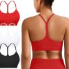 Padded Y-Back Sports Bra for Women - Racerback Low Impact Spaghetti Strap for Yoga Workout Top