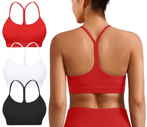 Padded Y-Back Sports Bra for Women - Racerback Low Impact Spaghetti Strap for Yoga Workout Top