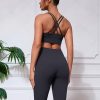 Strappy Sports Bra for Women Padded Push Up Sport Bra Athletic Running Workout Bra Yoga Bra