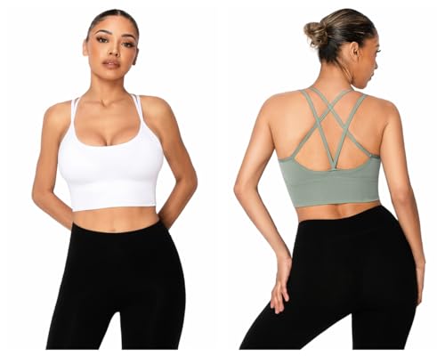 3 Pack Strappy Sports Bra for Women Sexy Crisscross for Yoga Running Athletic Gym Workout Fitness Tank Tops