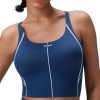 Freeleaf Broadway Womens Spaghetti Strap Dance Sports Bras, High Impact Crisscross Back, Padded Yoga Workout Tank Top
