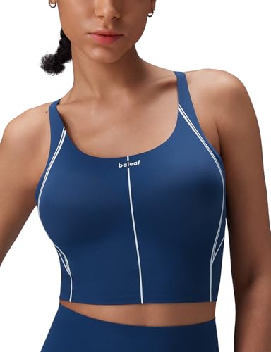 Freeleaf Broadway Womens Spaghetti Strap Dance Sports Bras, High Impact Crisscross Back, Padded Yoga Workout Tank Top