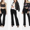 41Ldygr3-hL.jpg Women's Casual Bootleg Yoga Pants V Crossover High Waisted Flare Workout Pants Leggings