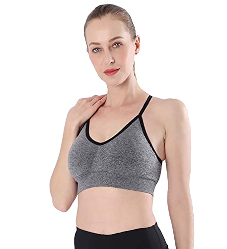 Women's Cross Back Sport Bras,Adjustable Straps Padded Criss Cross Cropped Bras for Yoga Workout Fitness
