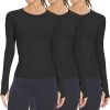 Long Sleeve Workout Tops for Women, Seamless Yoga Running Tops Breathable Athletic Shirts 3 Pack