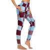 41NotC-GEyL.jpg Brown and Blue Checkered Women's Yoga Pants Stretch Leggings with Pockets High Waist for Workout
