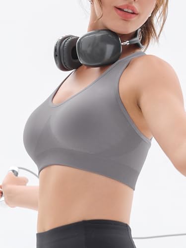 Padded Sports Bras for Women: Support Strappy Adjustable Straps Cross Back Sport Bra Pack for Workout Yoga Running Gym