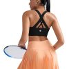 Sports Bra for Women, Criss-Cross Back Padded Strappy Sports Bras Medium Support Yoga Bra with Removable Cups