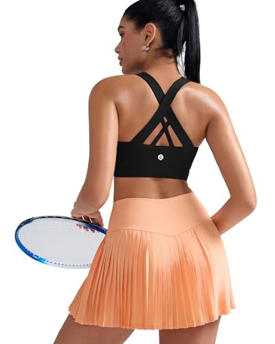 Sports Bra for Women, Criss-Cross Back Padded Strappy Sports Bras Medium Support Yoga Bra with Removable Cups
