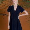 Women's Short Sleeve Fit and Flare Scuba Crepe Dress