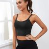 Sports Bras for Women High Support Longline Workout Tank Tops Built in Bra Strappy Yoga Padded Crop Top
