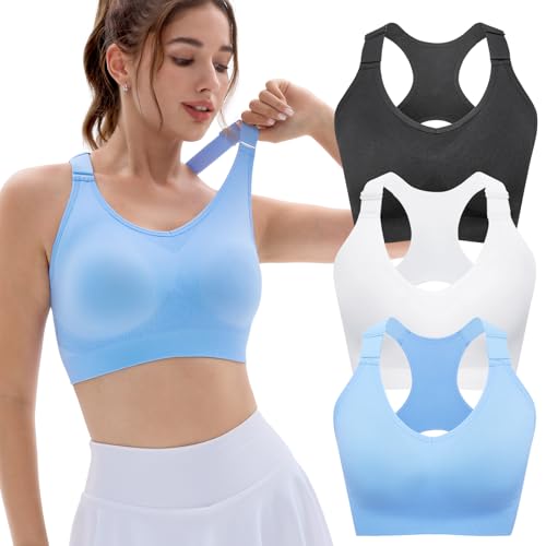 41UK6eFVWeL.jpg Sports Bras Pack for Women: Padded Support Adjustable Strap Racerback Bra for Workout Gym Yoga Large Bust