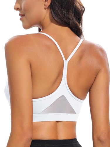 Y-Back Sports Bras for Women, Medium Impact Wirefree Padded Bra Workout Crop Top Longline Sports Bra Push up
