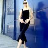 Capri Pants for Women Stretch Yoga Dress Pants with Pockets Ruffle Bell Bottom Athletic Work Leggings