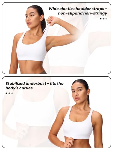41WtnLEFiL.jpg Women's Strappy Sports Bras Light Compression Crop Criss Cross Back Padded Workout Yoga Bra Supportive U Neckline