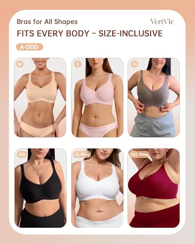 Bras for Women No Underwire Wireless Support Bra Underarm-Smoothing Seamless Push Up Full Coverage T-Shirt Sports Bra