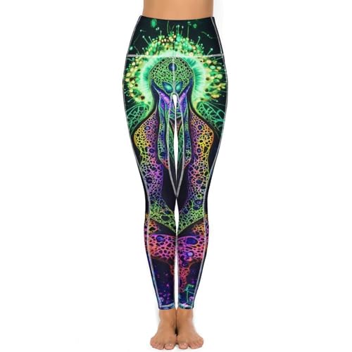41adxU4IZL.jpg Evil God Glowing Women's Yoga Pants Stretch Leggings with Pockets High Waist for Workout