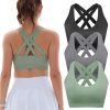 Padded Sports Bras for Women: Support Strappy Adjustable Straps Cross Back Sport Bra Pack for Workout Yoga Running Gym